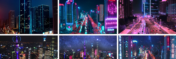 赛博朋克炫酷科幻科技未来城市霓虹灯夜景酒吧店led背景素材视频