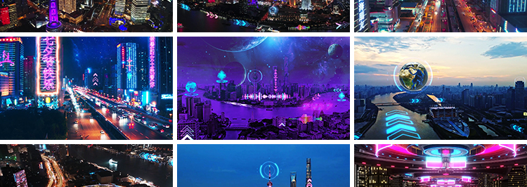 赛博朋克炫酷科幻科技未来城市霓虹灯夜景酒吧店led背景素材视频