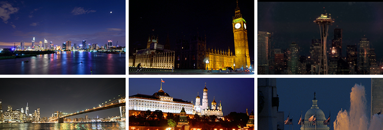 国外夜景城市夜晚人流车延时航拍俯拍高楼大厦街头交通短视频素材