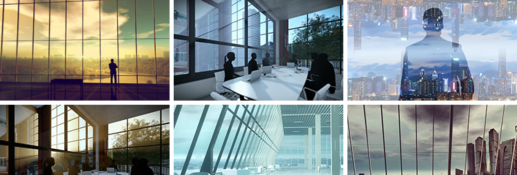 人物男士背影商务成功人士剪影展望未来遥望窗外高清实拍视频素材