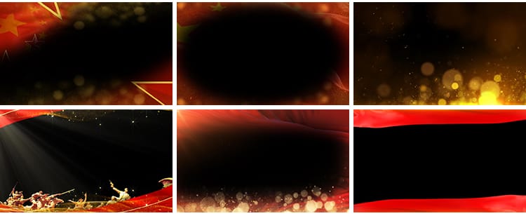 红绸金色粒子红旗飘动爱国红色边框特效合成MOV透明通道视频素材