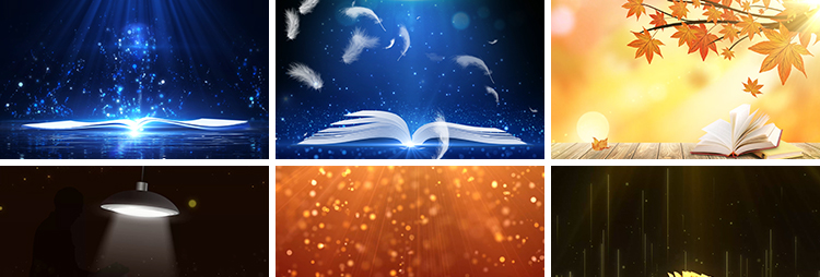 读书阅读演讲朗诵世界读书日金色粒子翻书本书香LED背景视频素材