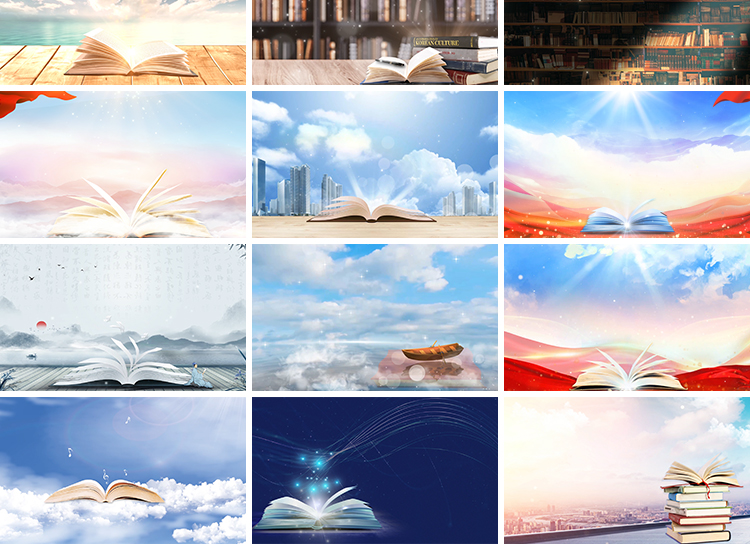 读书阅读演讲朗诵世界读书日金色粒子翻书本书香LED背景视频素材