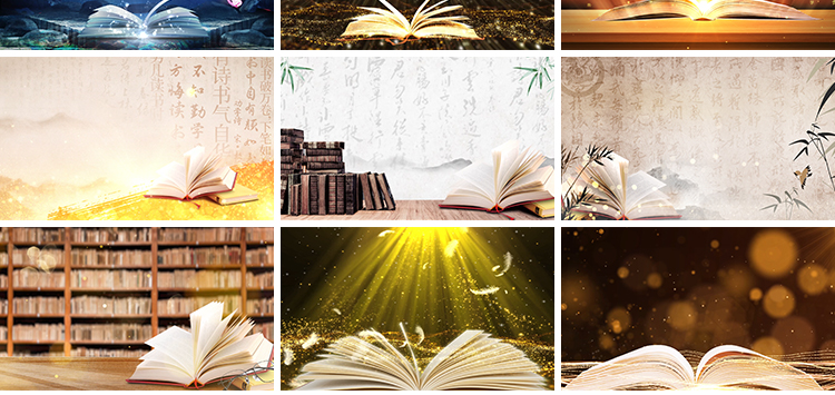 读书阅读演讲朗诵世界读书日金色粒子翻书本书香LED背景视频素材