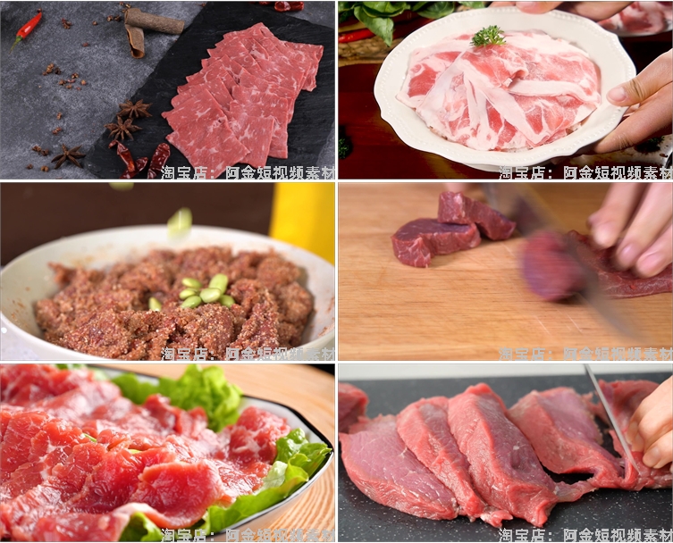 生鲜牛肉新鲜食材烹饪切生美食片雪花肥牛卷实拍剪辑高清视频素材