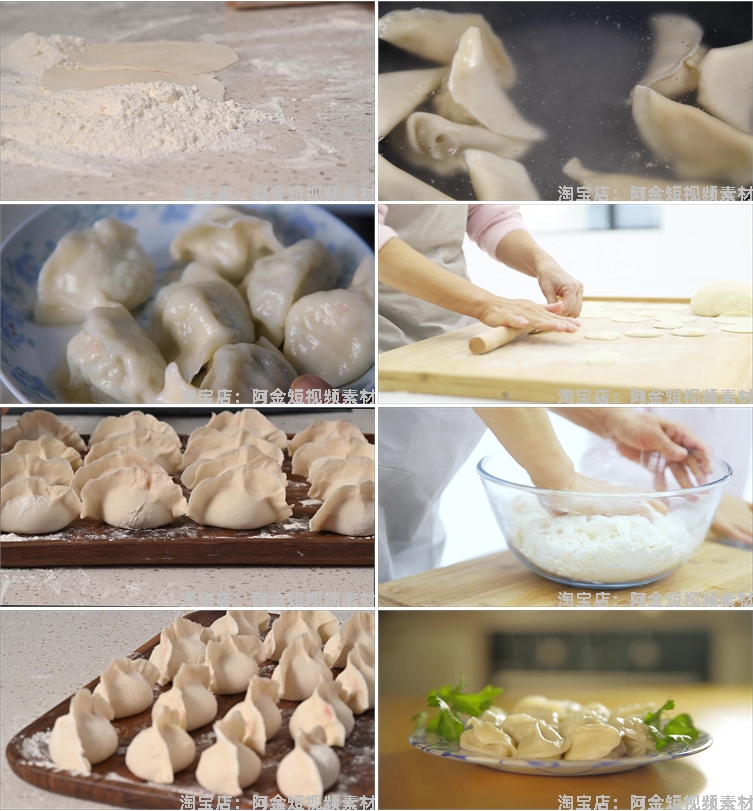 冬季传统美食春节年味气氛冬日包饺子煮饺子水饺高清剪辑视频素材