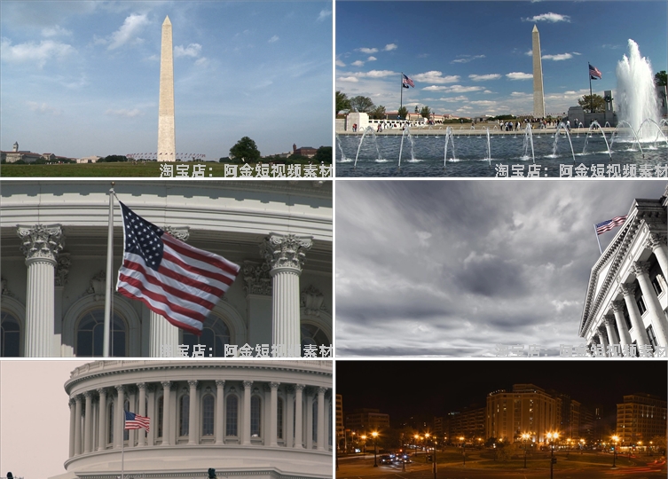 4K国外美国华盛顿城市建筑夜景航拍风光风景素材高清旅游自然视频