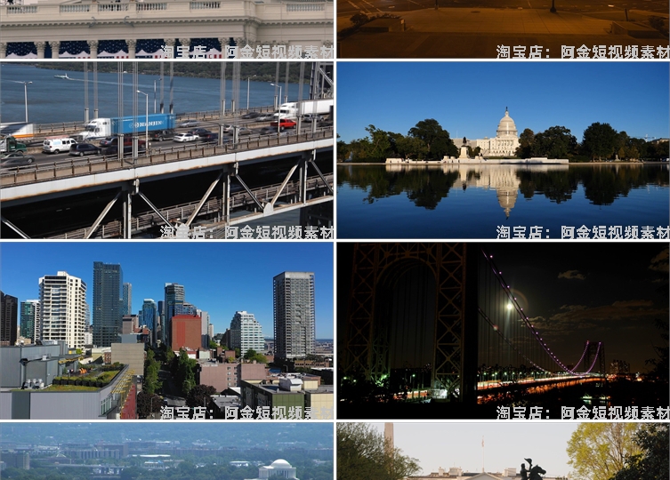 4K国外美国华盛顿城市建筑夜景航拍风光风景素材高清旅游自然视频