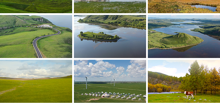 内蒙古包群大草原马羊牛少数民族风景延时航拍自然风光短视频素材