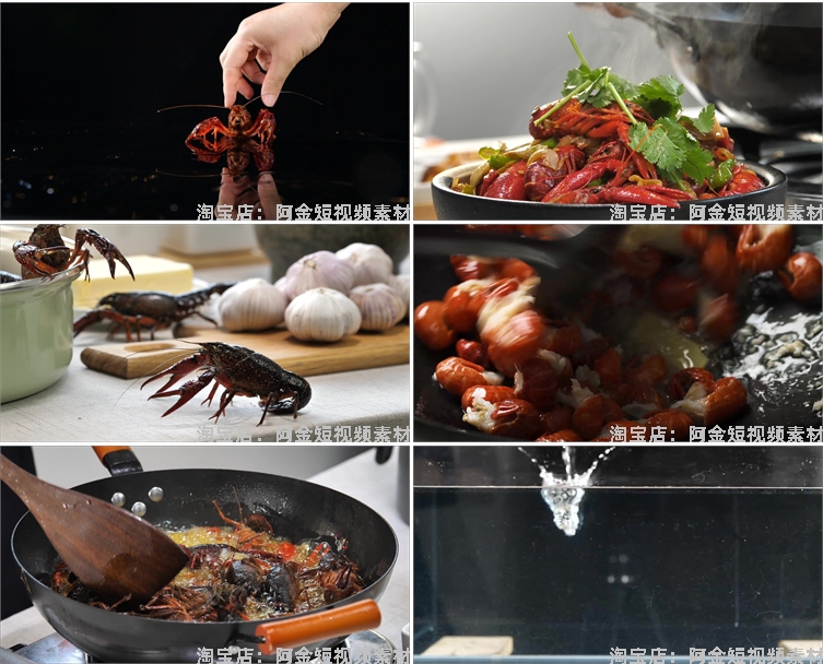 小龙虾夜宵海鲜麻辣香辣虾尾中国美食创意制作背景高清视频素材