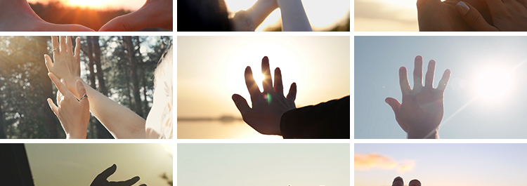 唯美阳光透过手指穿过手朝阳光遮挡触摸逆光夕阳朝阳情感视频素材