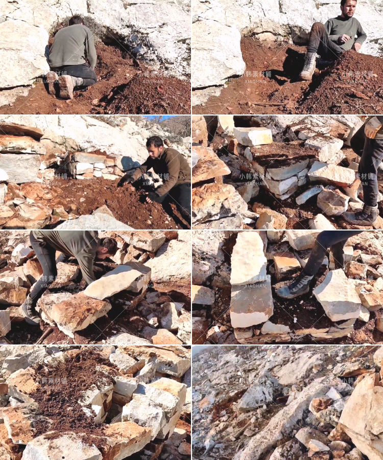 地下原始石头庇护所纪录片4K自媒体电影解说抖音短视频素材