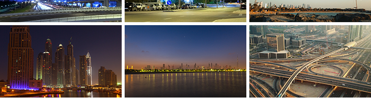 中东阿联酋迪拜城市建筑夜景风光交通街道帆船酒店航拍短视频素材