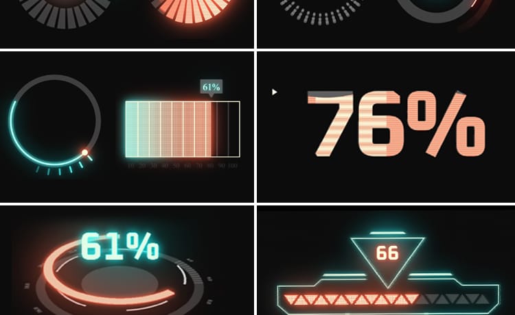 加载进度条数据缓冲启动百分比后期合成特效透明通道MOV视频素材