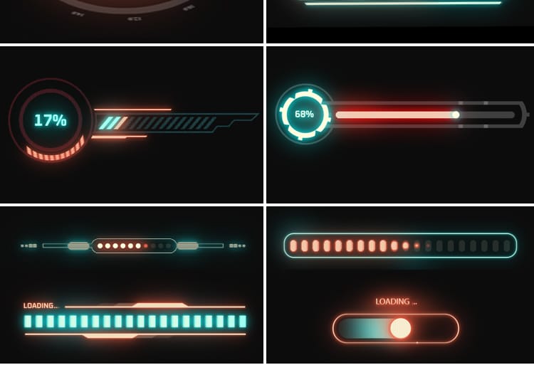 加载进度条数据缓冲启动百分比后期合成特效透明通道MOV视频素材