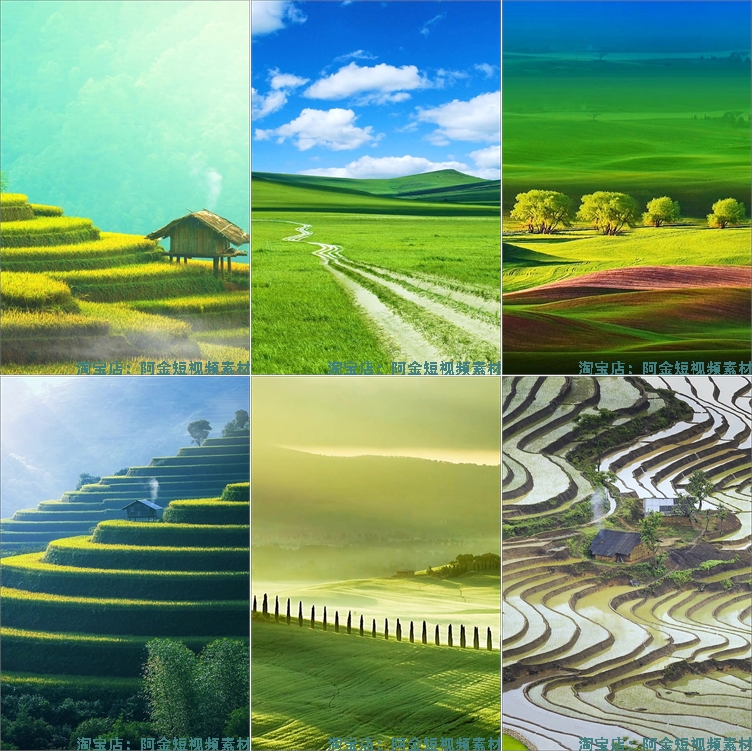 竖屏农村田园梯田风光风景唯美景清新直播背景抖音短视频素材剪辑