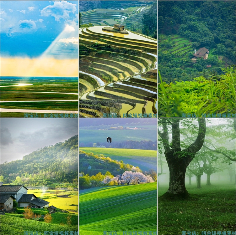 竖屏农村田园梯田风光风景唯美景清新直播背景抖音短视频素材剪辑