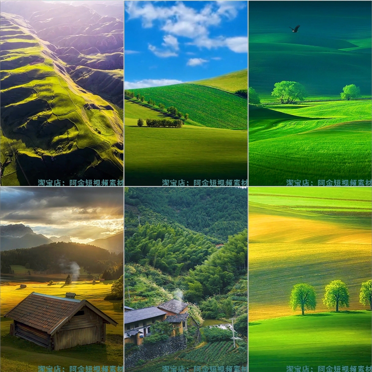 竖屏农村田园梯田风光风景唯美景清新直播背景抖音短视频素材剪辑