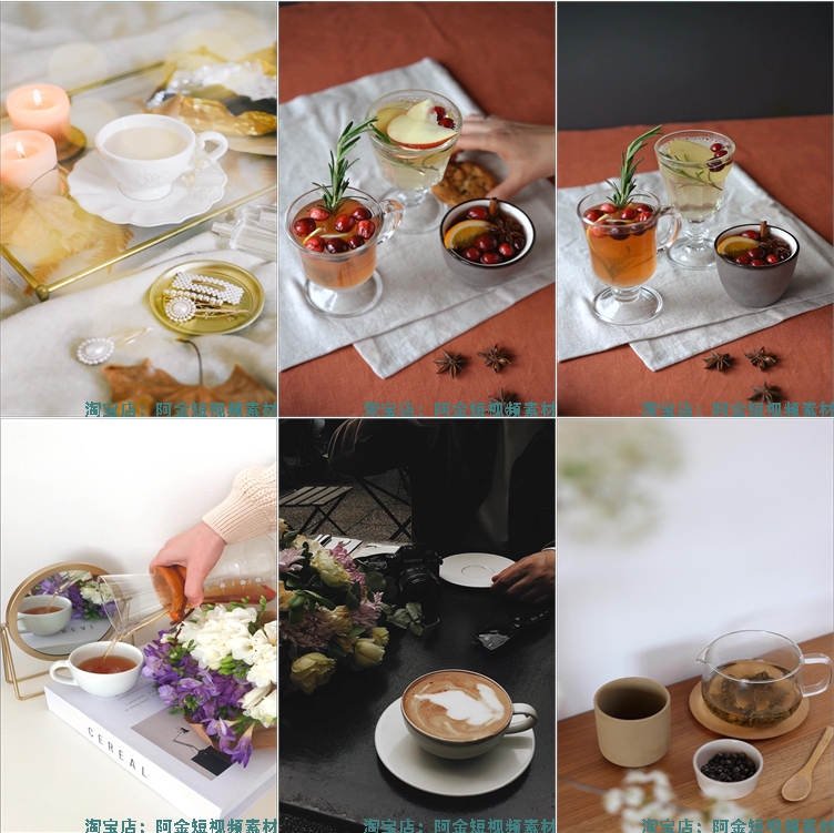 竖屏饮品茶品喝茶咖啡休闲生活下午茶美食创意背景高清视频素材