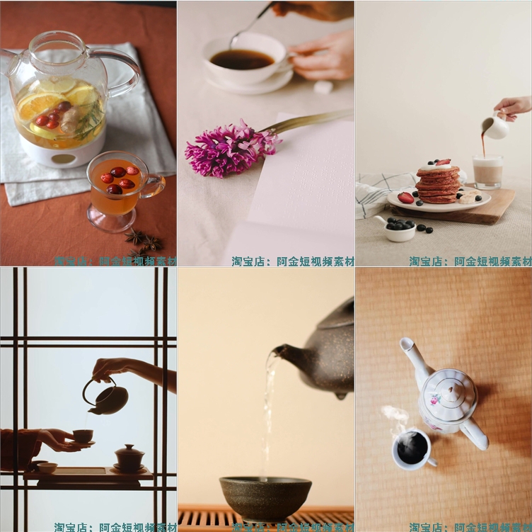 竖屏饮品茶品喝茶咖啡休闲生活下午茶美食创意背景高清视频素材