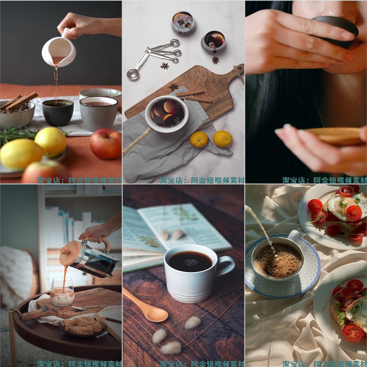 竖屏饮品茶品喝茶咖啡休闲生活下午茶美食创意背景高清视频素材