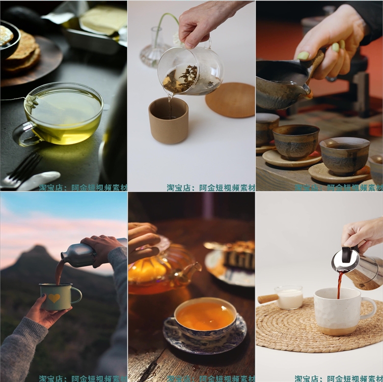 竖屏饮品茶品喝茶咖啡休闲生活下午茶美食创意背景高清视频素材