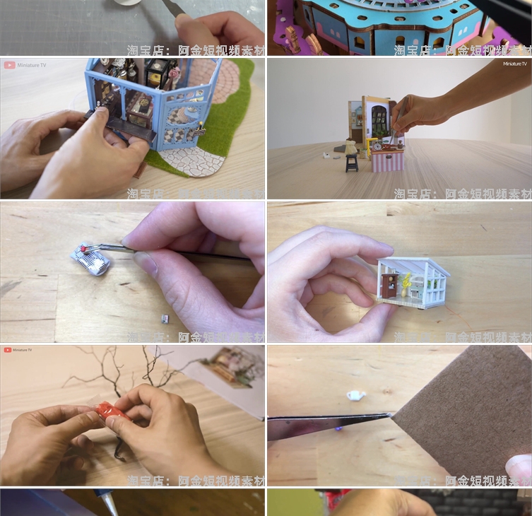手工diy建造迷你小房子高清横屏国外解压短视频小说推文素材引流
