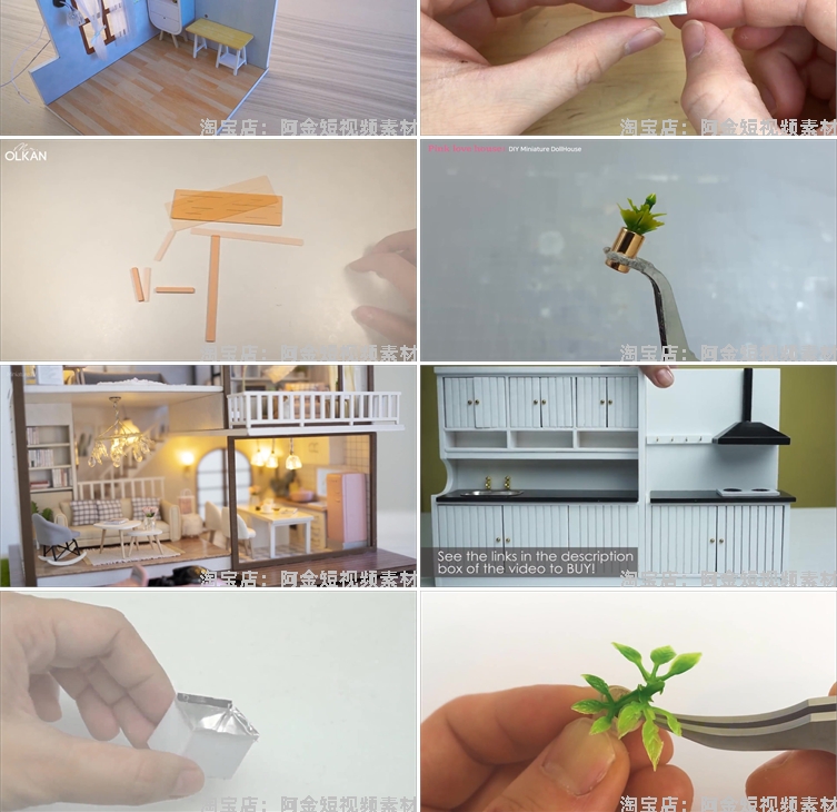 手工diy建造迷你小房子高清横屏国外解压短视频小说推文素材引流