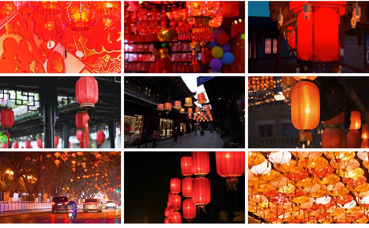 实拍喜庆节日花灯笼大红新年过年元旦元宵节逛花灯庙会短视频素材