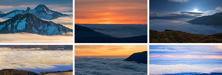 大山高山云海云雾翻滚清晨日出日落云层自然风光风景高清视频素材