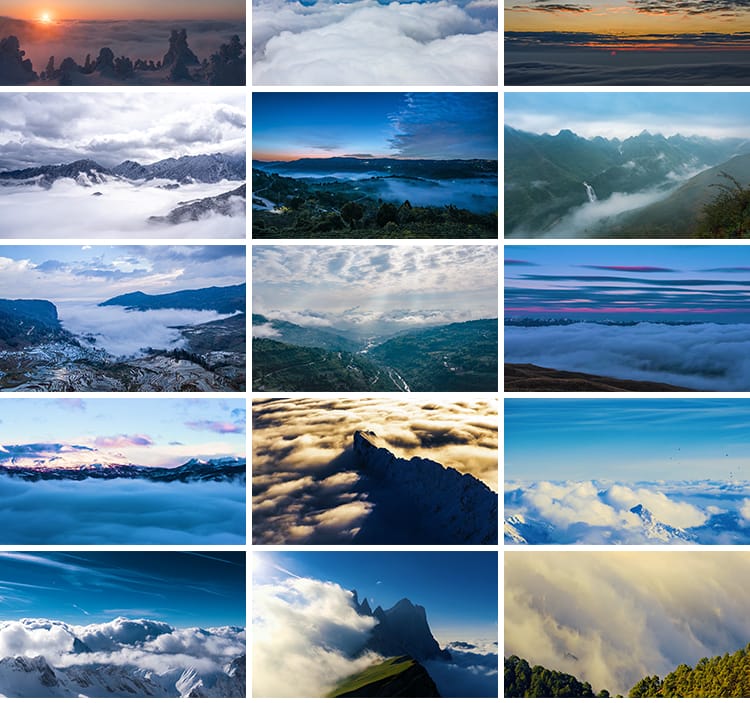 大山高山云海云雾翻滚清晨日出日落云层自然风光风景高清视频素材