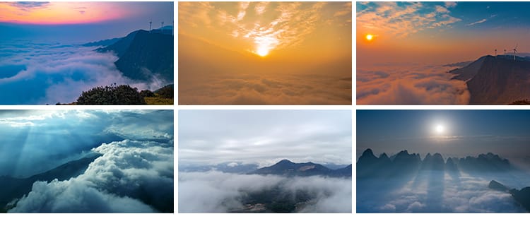 大山高山云海云雾翻滚清晨日出日落云层自然风光风景高清视频素材