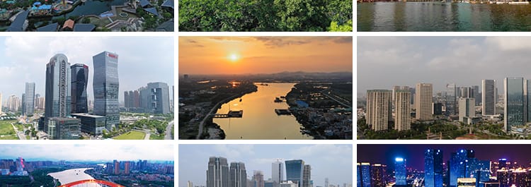 广东佛山城市地标CBD顺德夜景航拍延时摄影宣传体育中心视频素材