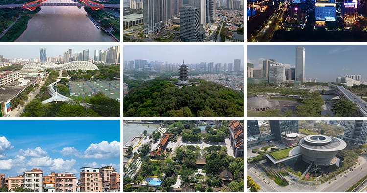 广东佛山城市地标CBD顺德夜景航拍延时摄影宣传体育中心视频素材