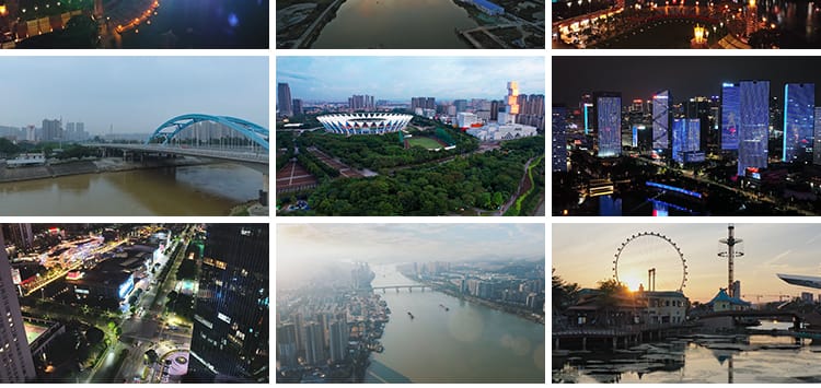 广东佛山城市地标CBD顺德夜景航拍延时摄影宣传体育中心视频素材