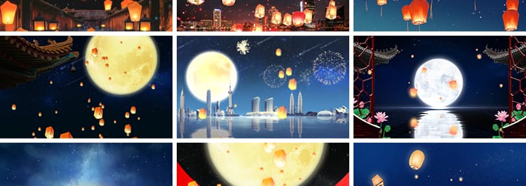 孔明灯上升起放飞万家灯火新年祝福灯笼中秋节日LED背景视频素材