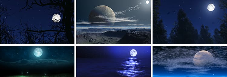 唯美明月光云端夜色夜空月亮圆月星星空白月光大屏幕LED视频素材