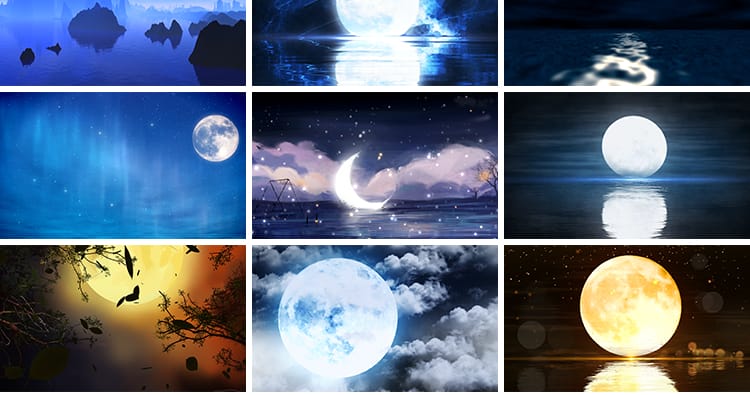 唯美明月光云端夜色夜空月亮圆月星星空白月光大屏幕LED视频素材