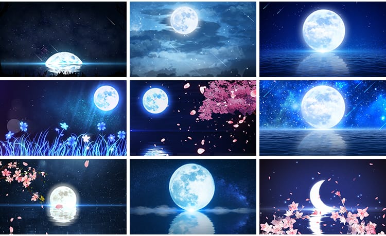 唯美明月光云端夜色夜空月亮圆月星星空白月光大屏幕LED视频素材