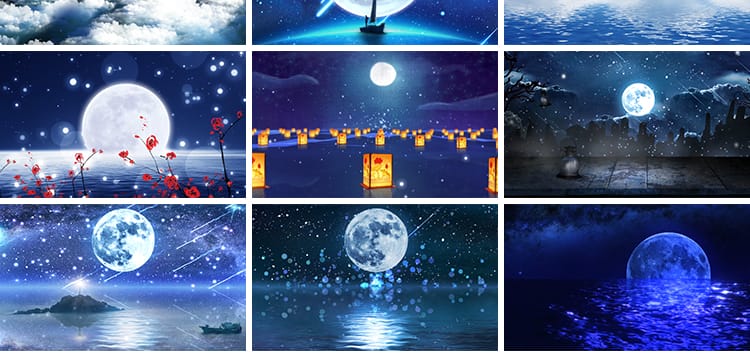 唯美明月光云端夜色夜空月亮圆月星星空白月光大屏幕LED视频素材