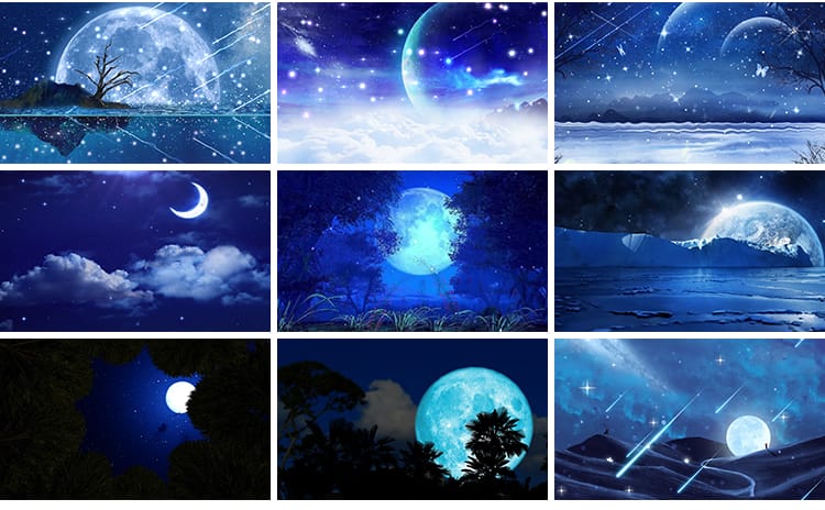 唯美明月光云端夜色夜空月亮圆月星星空白月光大屏幕LED视频素材