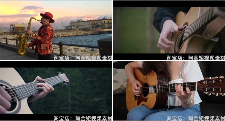 乐器演奏音乐号混剪吉他架子鼓钢琴表演抖音视频高清实拍素材剪辑