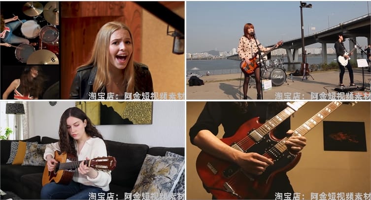 乐器演奏音乐号混剪吉他架子鼓钢琴表演抖音视频高清实拍素材剪辑