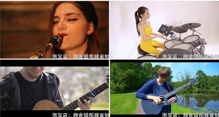 乐器演奏音乐号混剪吉他架子鼓钢琴表演抖音视频高清实拍素材剪辑