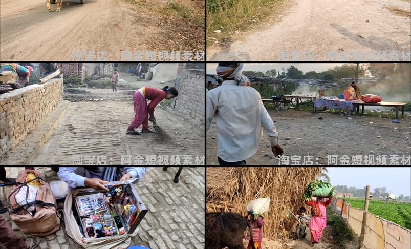 印度农村生活记录中长视频抖音快手无人直播伴侣高清视频场景素材