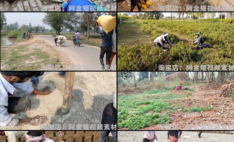 印度农村生活记录中长视频抖音快手无人直播伴侣高清视频场景素材