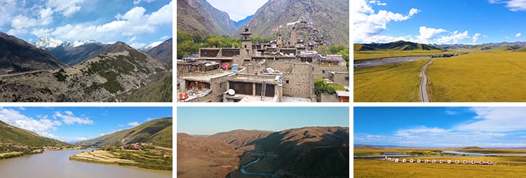 四川阿坝州旅游景点桃坪羌寨四姑娘山脉自然风光色达风景视频素材