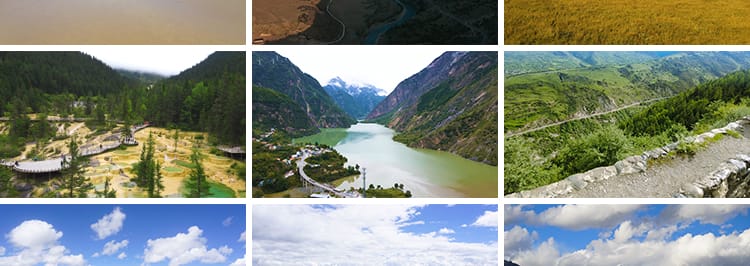 四川阿坝州旅游景点桃坪羌寨四姑娘山脉自然风光色达风景视频素材