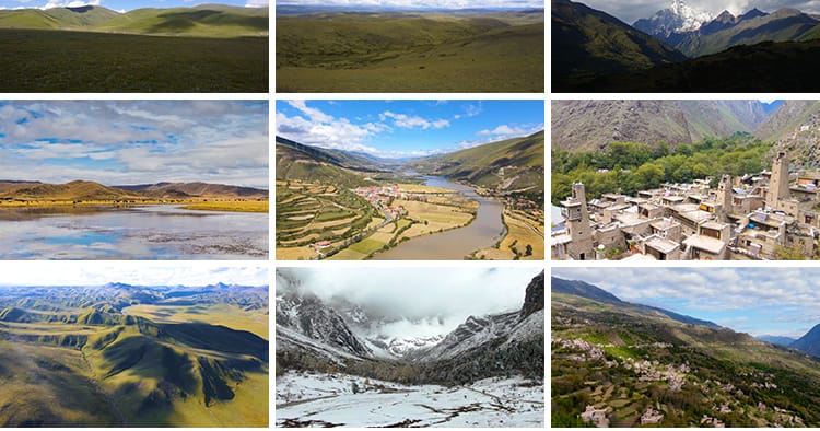 四川阿坝州旅游景点桃坪羌寨四姑娘山脉自然风光色达风景视频素材