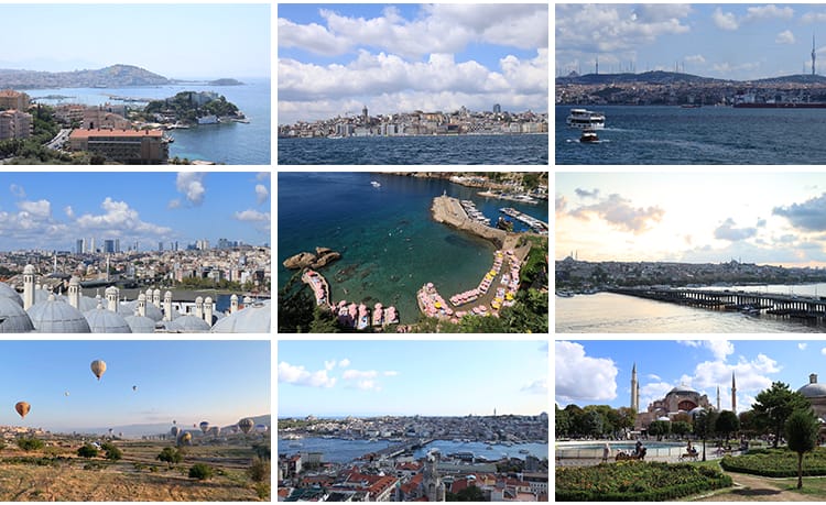 土耳其伊斯坦布尔旅游景点城市建筑卡帕多西亚热气球航拍视频素材